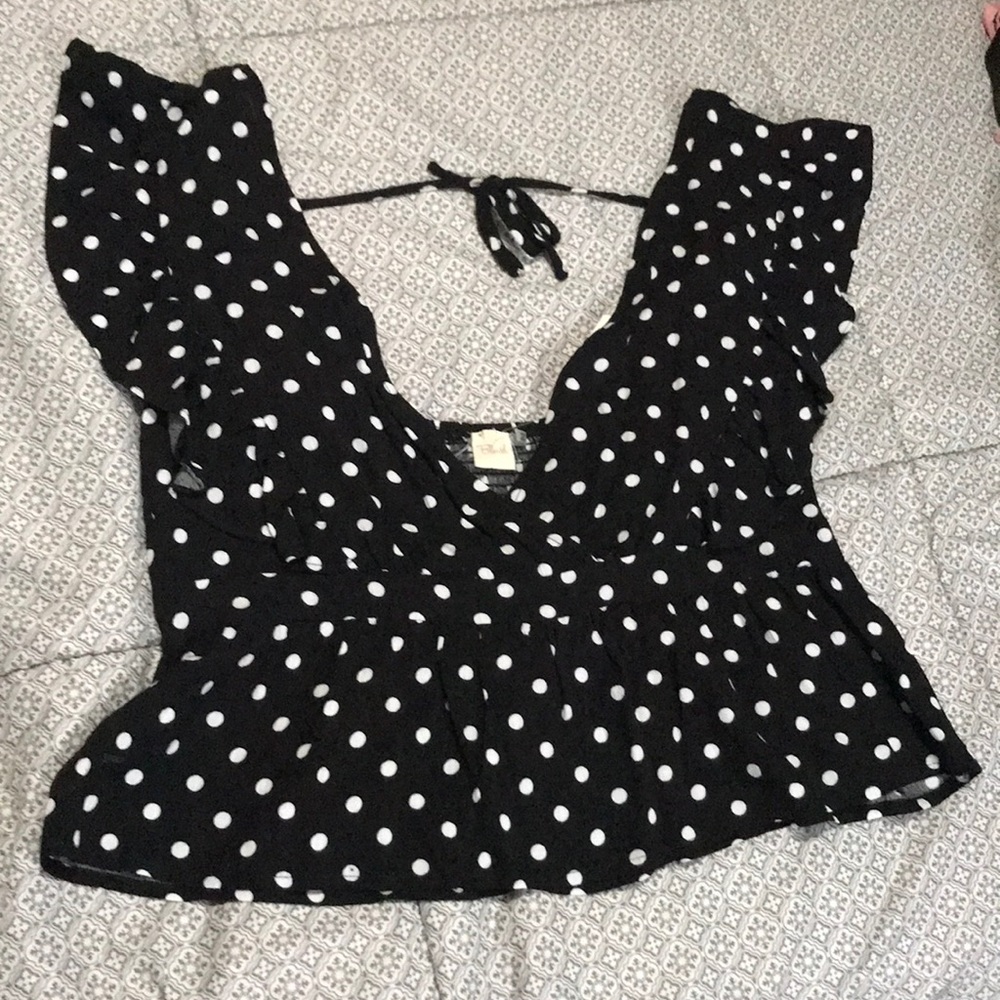 Polka-dot short blouse, size Medium
